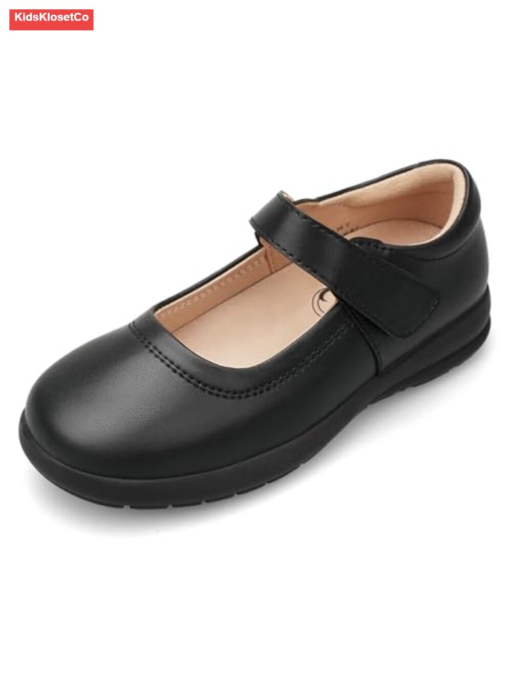 Girls Mary Jane School Uniform Dress Shoes Faux Leather Hook and Loop Flats